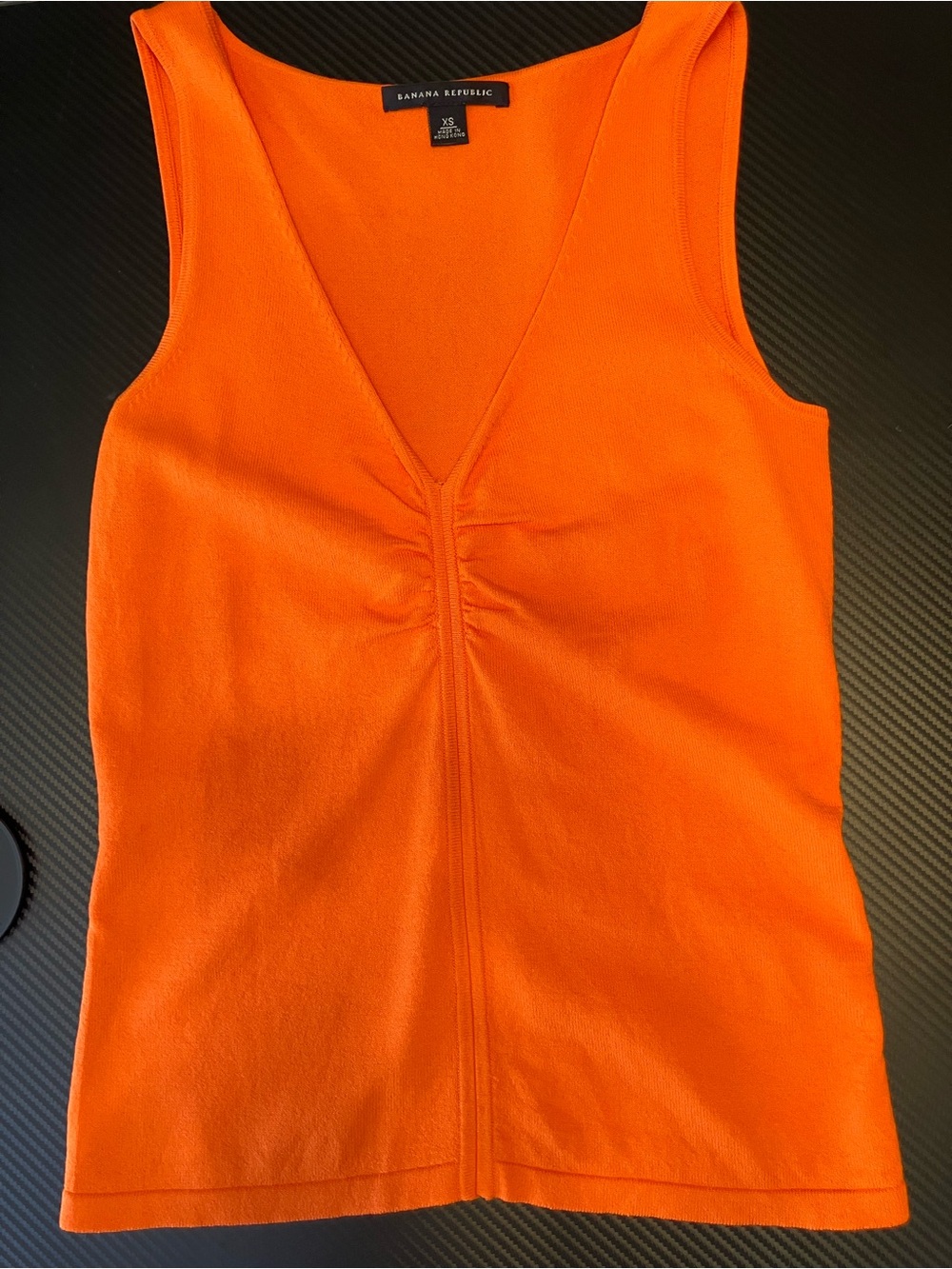 Banana Republic Bright Orange V-Neck Gathered Front Tank